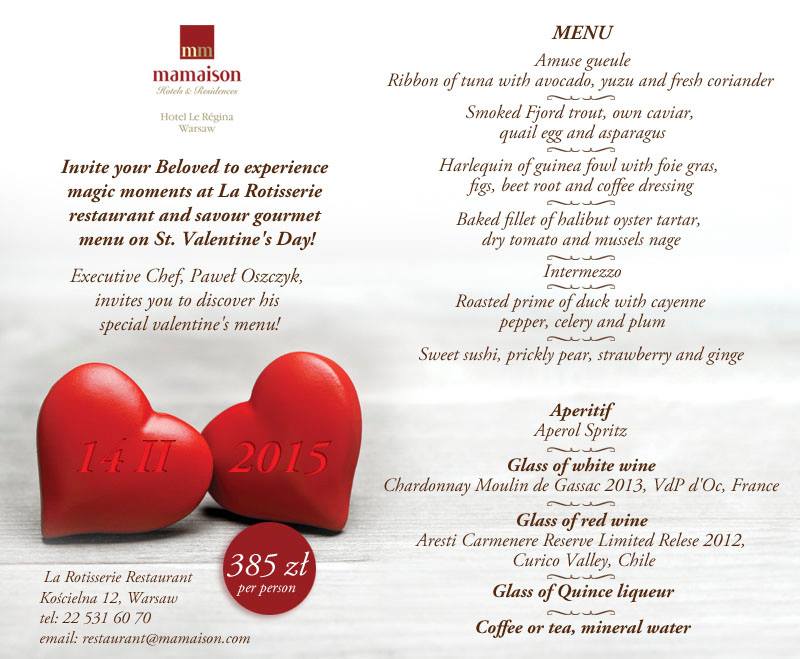 La Rotisserie Valentine's Day menu